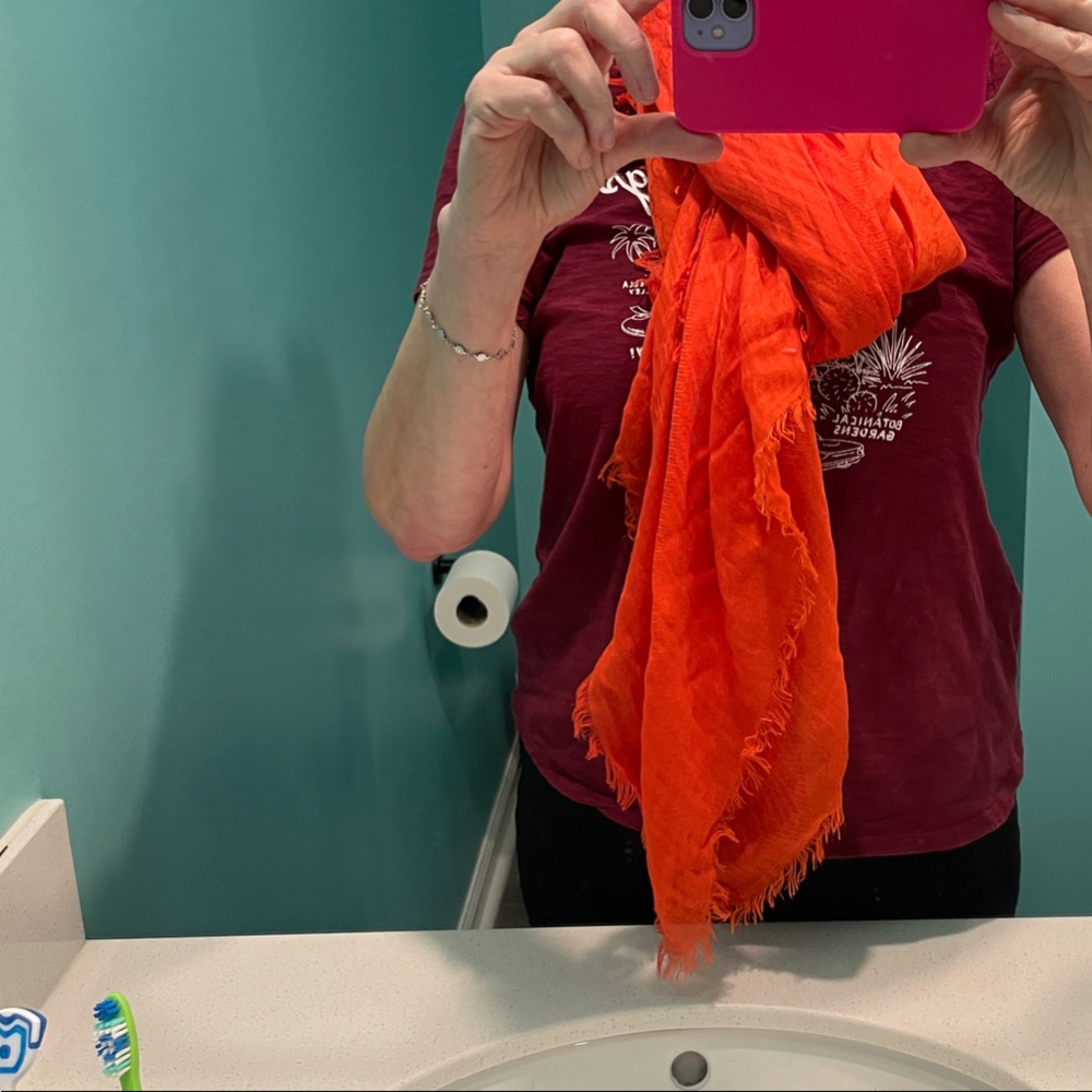 Gucci Bold Orange Scarf with Fringe - Picture 2 of 7